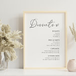 Matig teken heart Weddenschappen Menu Poster<br><div class="desc">Aangepast ontworpen bruiloft-desserts-menu-teken poster met elegante hartkalligrafie met modern zwart-wit design.</div>