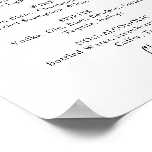 Matig teken van het Menu Drinken voor bruiloft Poster (Hoek)