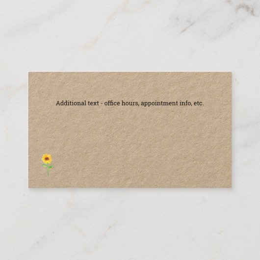 Matig therapistisch Visitekaartje voor zonnebloeme (Achterkant)