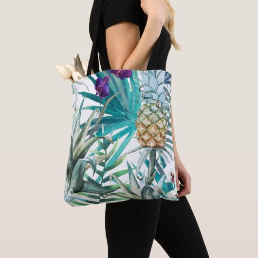 Matig trendpatroon anananasappels, zomerkic tote bag (Dichtbij)