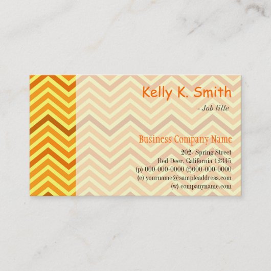 Matig, trendy, felzonnig gele chevron zigzag visitekaartje (Voorkant)