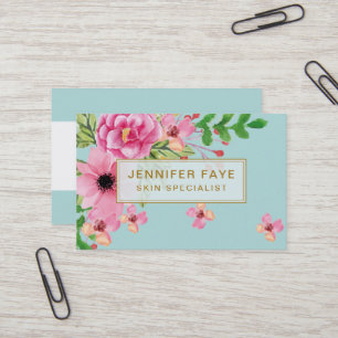 Matig turquoise floral bouquet organic botanical visitekaartje