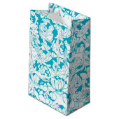 Matig turquoise Floral Girly Monogram met naam Klein Cadeauzakje (Achterkant Gekanteld)