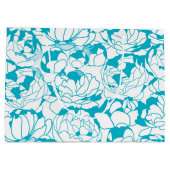 Matig turquoise Floral Girly Monogram met naam Large Cadeautasje (Achterkant)