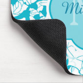 Matig Turquoise Floral Girly Monogram met naam Muismat (Hoek)