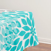 Matig turquoise gray floral tablecloth, dahlias tafelkleed (Voorbeeld)