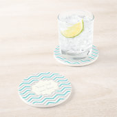 Matig turquoise, grijs, ivoor chevron patroon zandsteen onderzetter (Zijkant)