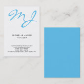Matig uniek blauw wit professioneel monogram visitekaartje (Voorkant / Achterkant)