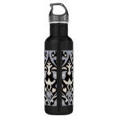 Matig vet grijs, zwart ikat tribaal patroon waterfles (Achterkant)