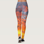 Matig vet oranje gele wolken fotokicum leggings (Achterkant)