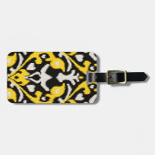 Matig vet zwart geel ikattribaal patroon bagagelabel (Voorkant horizontaal)