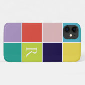 Matig vierkant kleurenblok monogrammen Case-Mate iPhone case (Achterkant (horizontaal))