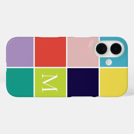 Matig vierkant kleurenblokmonogram Case-Mate iPhone case (Achterkant (horizontaal))