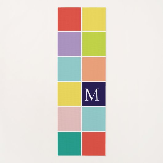 Matig vierkant kleurenblokmonogram yogamat (Voorkant)
