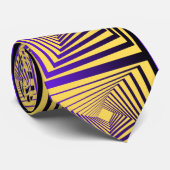 Matig vierkant patroon blauwe gele mannen stropdas (Opgerold)