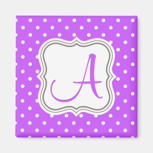 Matig violet polka stipt monogram initiaal naam magneet