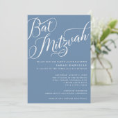 Matig Vlaams Manuscript, Dusty Blue Bat Mitzvah Kaart (Staand voorkant)