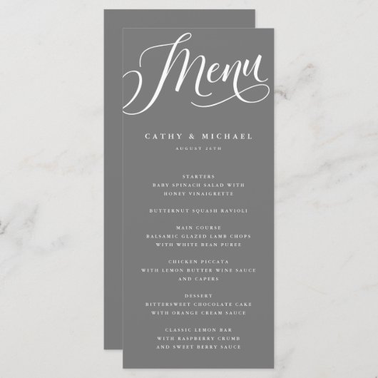 Matig Vlaams Manuscript, grijs Menu (Voorkant / Achterkant)