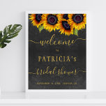 Matig vrijgezellenfeest goud welkom bord poster<br><div class="desc">Elegant vrijgezellenfeest stijlvol welkom poster sjabloon op grijs houtskool bord met een mooie zonnebloemen bouquet en een trendy modern kalligrafiescript. Eenvoudig aan te passen met uw details. U kunt verkiezen om het verder veranderend doopvonten en kleuren van het schrijven aan te passen. Het is geschikt voor elegante zomer of herfst...</div>