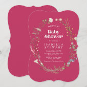 Matig warm roze wilde bloemen legant Baby shower Kaart (Voorkant / Achterkant)