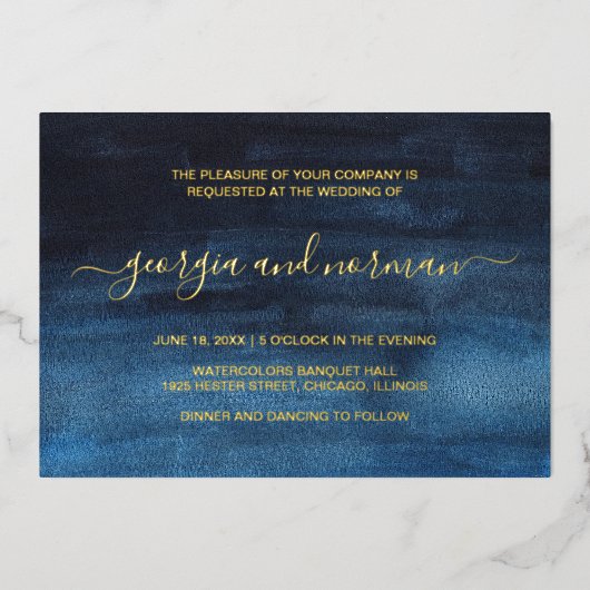 Matig Waterverf marinevonnebruistoud Folie Uitnodiging (Voorkant)