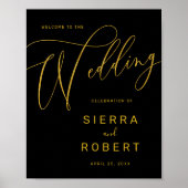 Matig Welkomstteken voor bruiloft Faux Glitter Scr Poster (Voorkant)