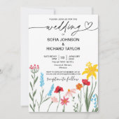 Matig Wildflower Rood papaver Daffodil Botanisch Kaart (Voorkant)