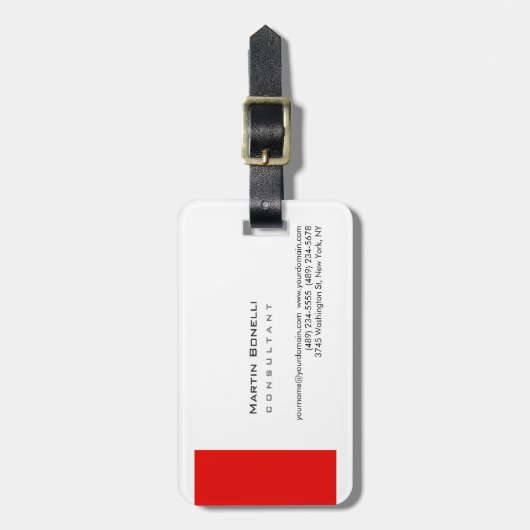 Matig wit, eenvoudig rood bagagelabel (Voorkant verticaal)
