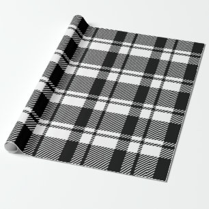 Matig wit en zwart Tartan Cadeaupapier