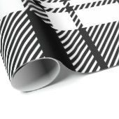 Matig wit en zwart Tartan Cadeaupapier (Rol Hoek)