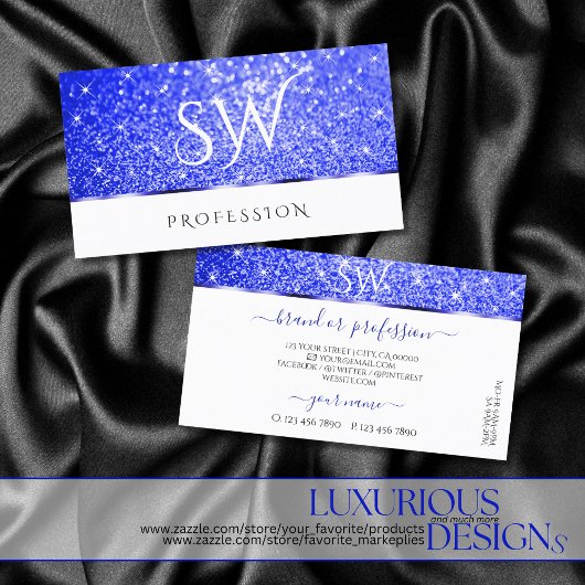 Matig wit glazige mousserende sterren Monogram Visitekaartje