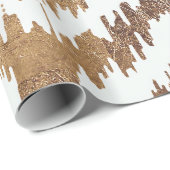 Matig wit kat kat patroon voor onechte brass gold cadeaupapier (Rol Hoek)