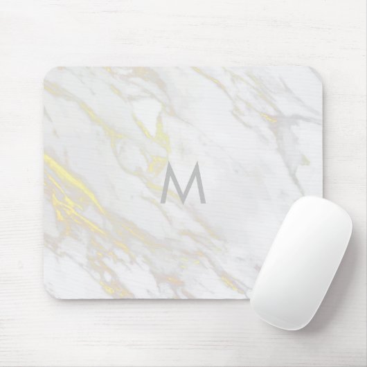 Matig wit marmer goudaccent muismat (Met muis)
