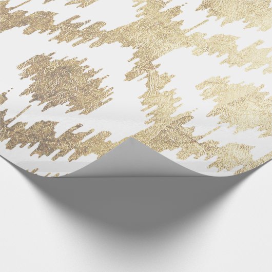 Matig wit, met de hand getrokken ikatroon voor gou cadeaupapier (Hoek)