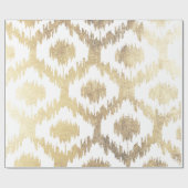 Matig wit, met de hand getrokken ikatroon voor gou cadeaupapier (Vlak)