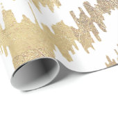 Matig wit, met de hand getrokken ikatroon voor gou cadeaupapier (Rol Hoek)