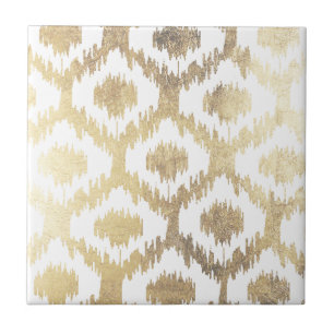 Matig wit, met de hand getrokken ikatroon voor gou tegeltje