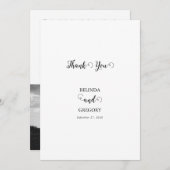 Matig witboek en zwart-witpaar koppelen foto-bruil bedankkaart (Voorkant / Achterkant)