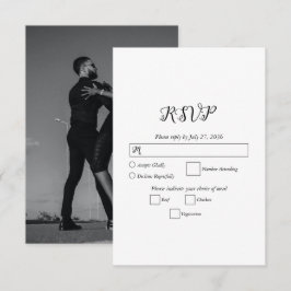 Matig witboek en zwart-witpaar koppelen foto-bruil RSVP kaartje