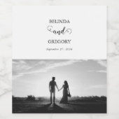 Matig witboek en zwart-witpaar koppelen foto-bruil wijn etiket (Enkel label)