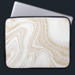 Matig witte marmer glitter laptop sleeve<br><div class="desc">Moderne witte goudglitterlaptophoes</div>