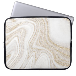 Matig witte marmer glitter laptop sleeve