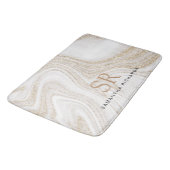 Matig witte marmer glitter monogram badmat (Gekanteld)