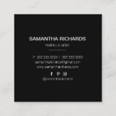 Matig witte marmer glitter monogram vierkante visitekaartje (Achterkant)