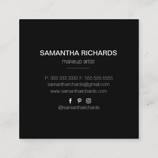 Matig witte marmer glitter monogram vierkante visitekaartje (Achterkant)