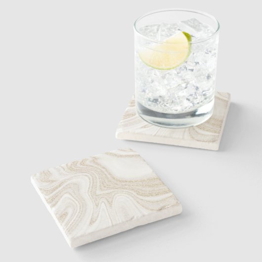 Matig witte marmer glitter stenen onderzetter (Zijkant)