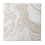 Matig witte marmer glitter tegeltje<br><div class="desc">Modern chique wit marmer goud glitter luxe keramische tegel</div>
