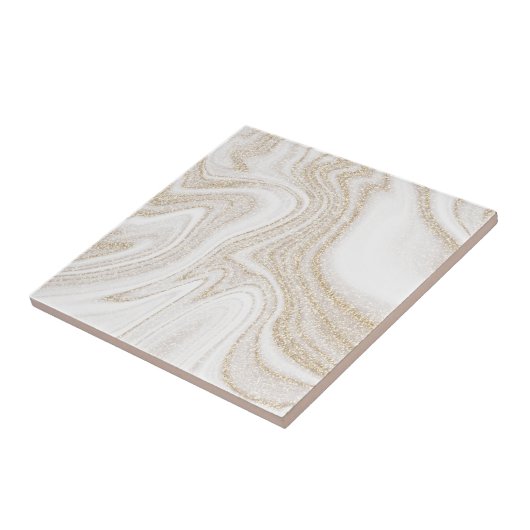 Matig witte marmer glitter tegeltje (Zijkant)