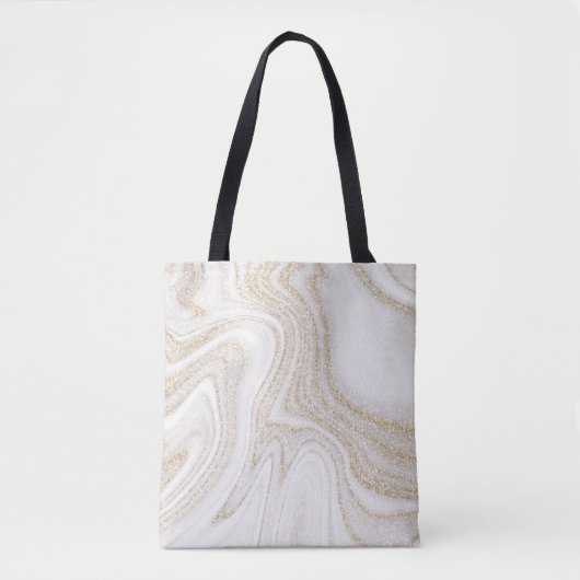 Matig witte marmer glitter tote bag (Voorkant)