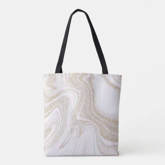 Matig witte marmer glitter tote bag (Achterkant)